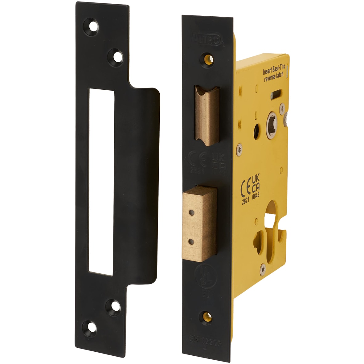 Architectural Bolt Through Euro Profile Sashlock - 78mm Case - 57mm Backset - Square - Matt Black