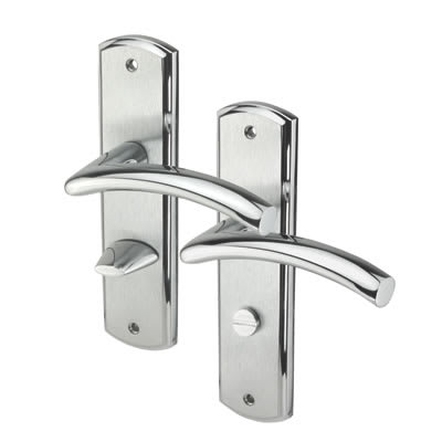 Marcus Polished/Satin Chrome Bathroom Door Handles - Centaur Range - 189 x 48mm
