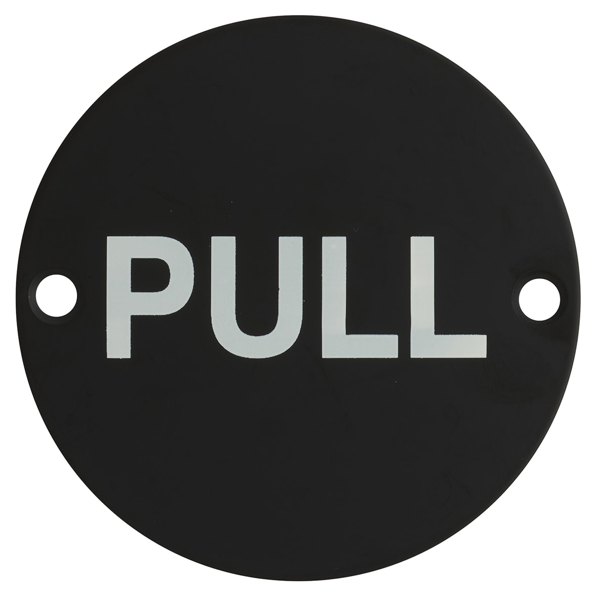 Pull Door Sign - 75mm Diameter - Matt Black