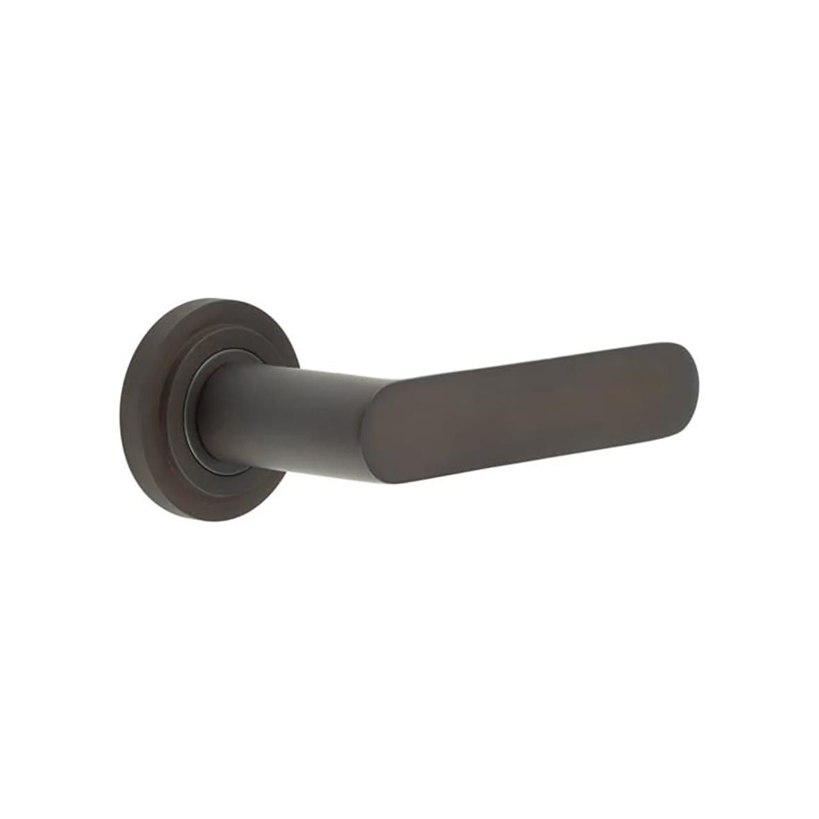 Dark Bronze Fire Rated Door Handles on Round Chamfered Rose - Kensington Range