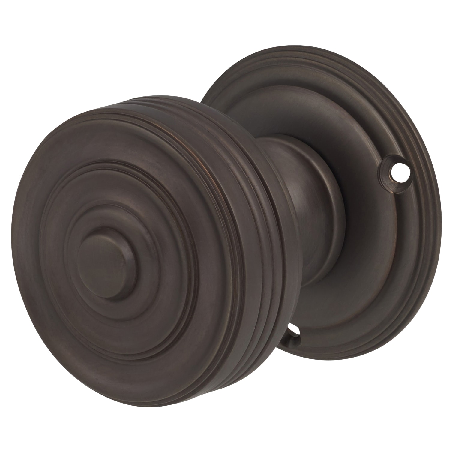 Brushed Oil Rubbed Bronze Georgian Ringed Mortice Door Knob - 55mm Rose Diameter