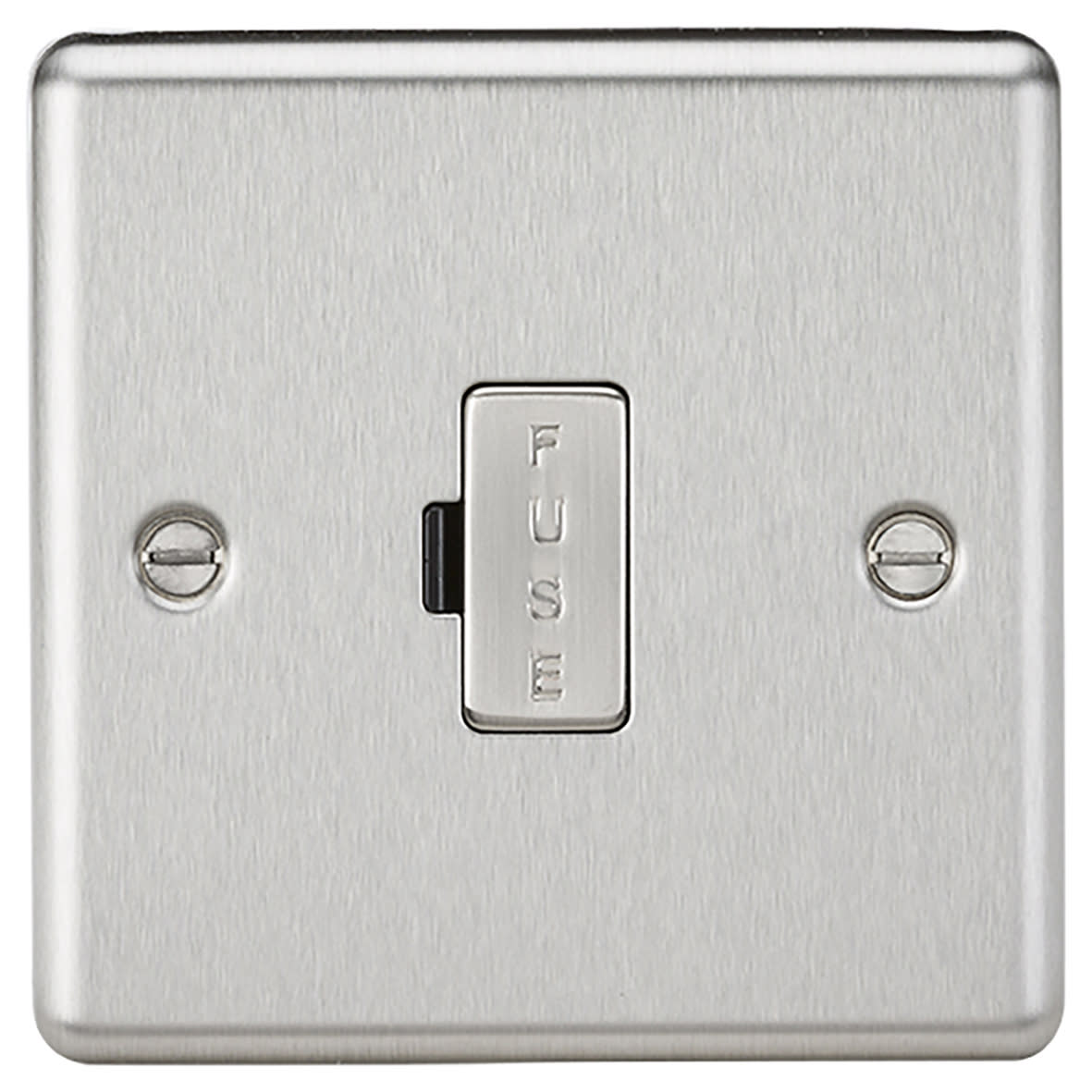 13A 1 Gang Round Edge Unswitched Fused Spur - Brushed Chrome
