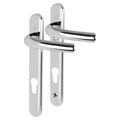 M1710RH/3360N Polished Chrome uPVC Multipoint Door Handles - Short Plate - 92mm c/c - Tokyo Range
