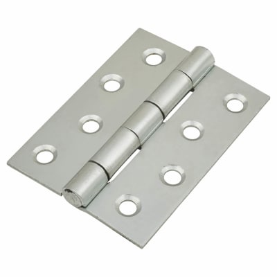 Strong Steel Butt Door Hinge - 100 x 74 x 2.5mm - Zinc Plated - Pair