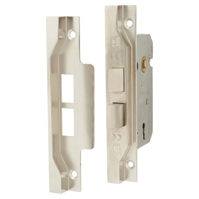 Pre Rebated Bolt Through 2 Lever Sashlock - 64mm Case - 44mm Backset - Nickel Plated