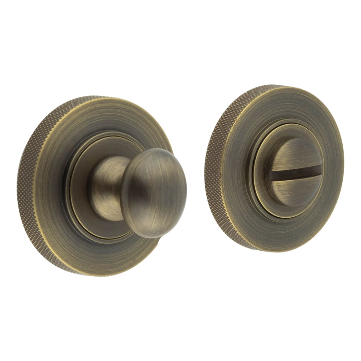 Inner 1 Turn & Release with Knurled Rose - 47mm Diameter - Antique Brass