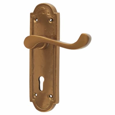 Antique Bronze Period Scroll Keyhole Lock Door Handles - 165 x 45mm