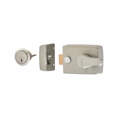 Deadlocking Nightlatch - 60mm Backset - Satin Chrome Case/Cylinder