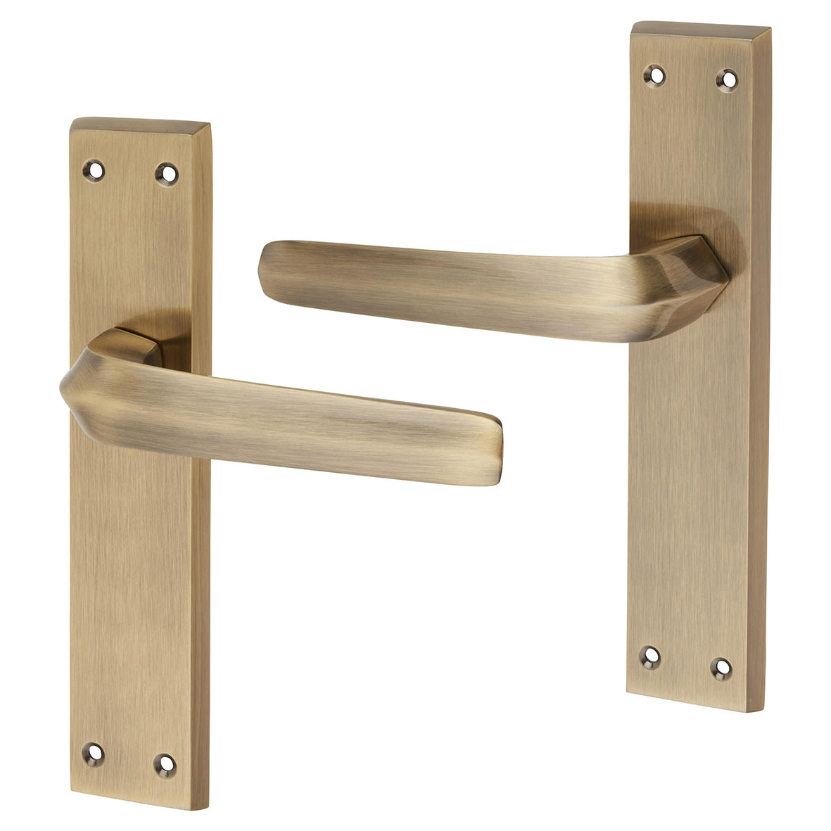 Antique Brass Latch Door Handles - Norley Range - 200 x 42mm