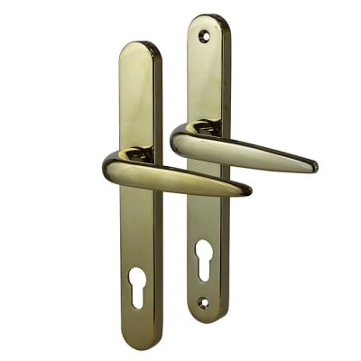 PVD Gold uPVC Multipoint Door Handles - Long Plate - 92mm c/c - Sparta Range