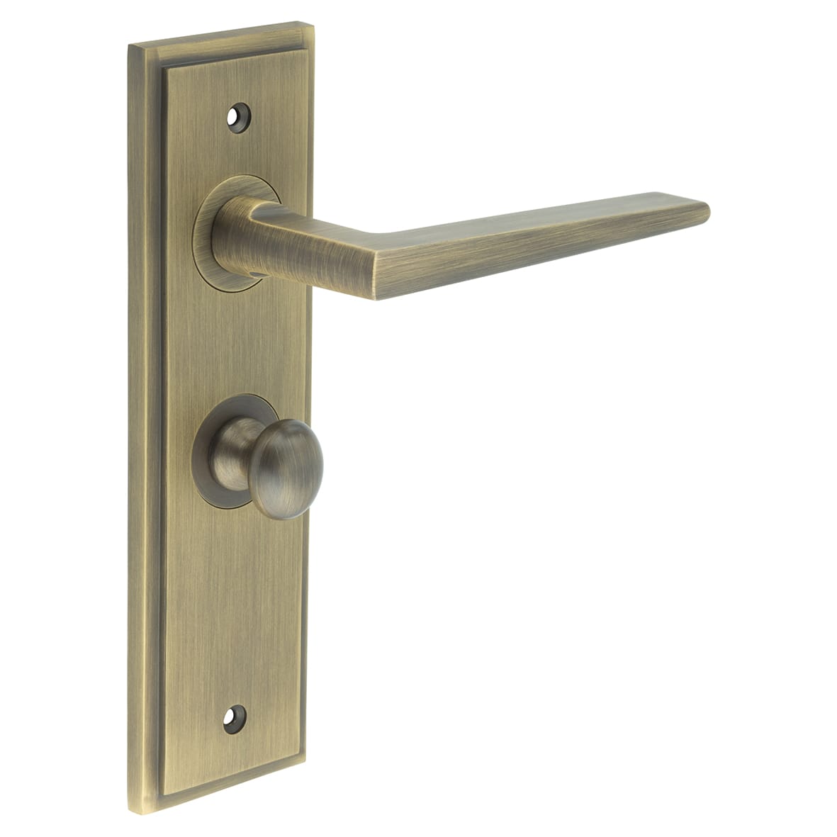 Antique Brass Fire Rated Bathroom Door Handles - Mayfair - Inner 1 - 200 x 55mm