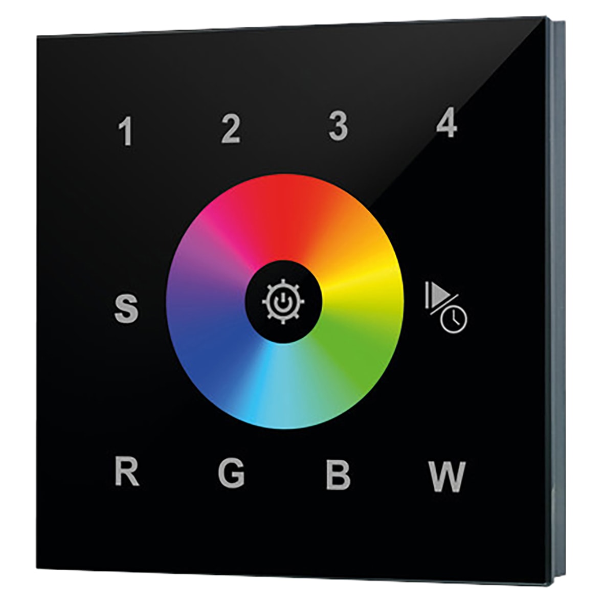 LED 4 Zone Wall Mounted RF Receiver Touch Remote Control for RGBW LED Strip Lights - Black