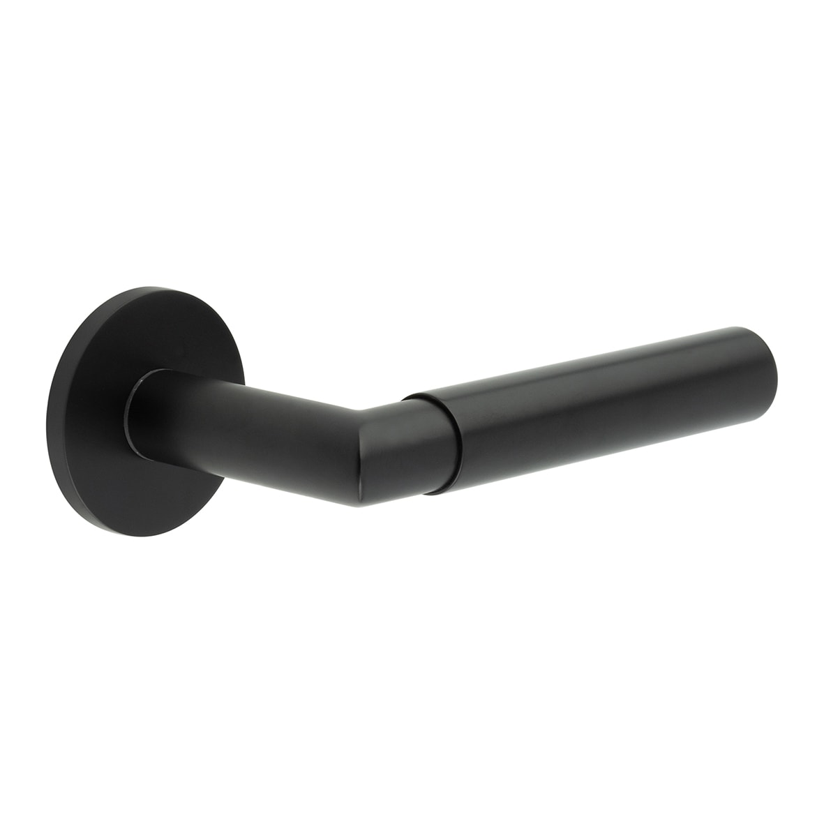 Black Unsprung Fire Rated Door Handles on Round Rose - CR-102 Range
