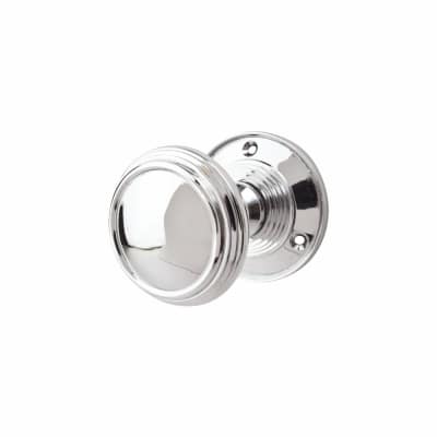 Polished Chrome Lined Mortice Door Knob - 65mm Rose Diameter