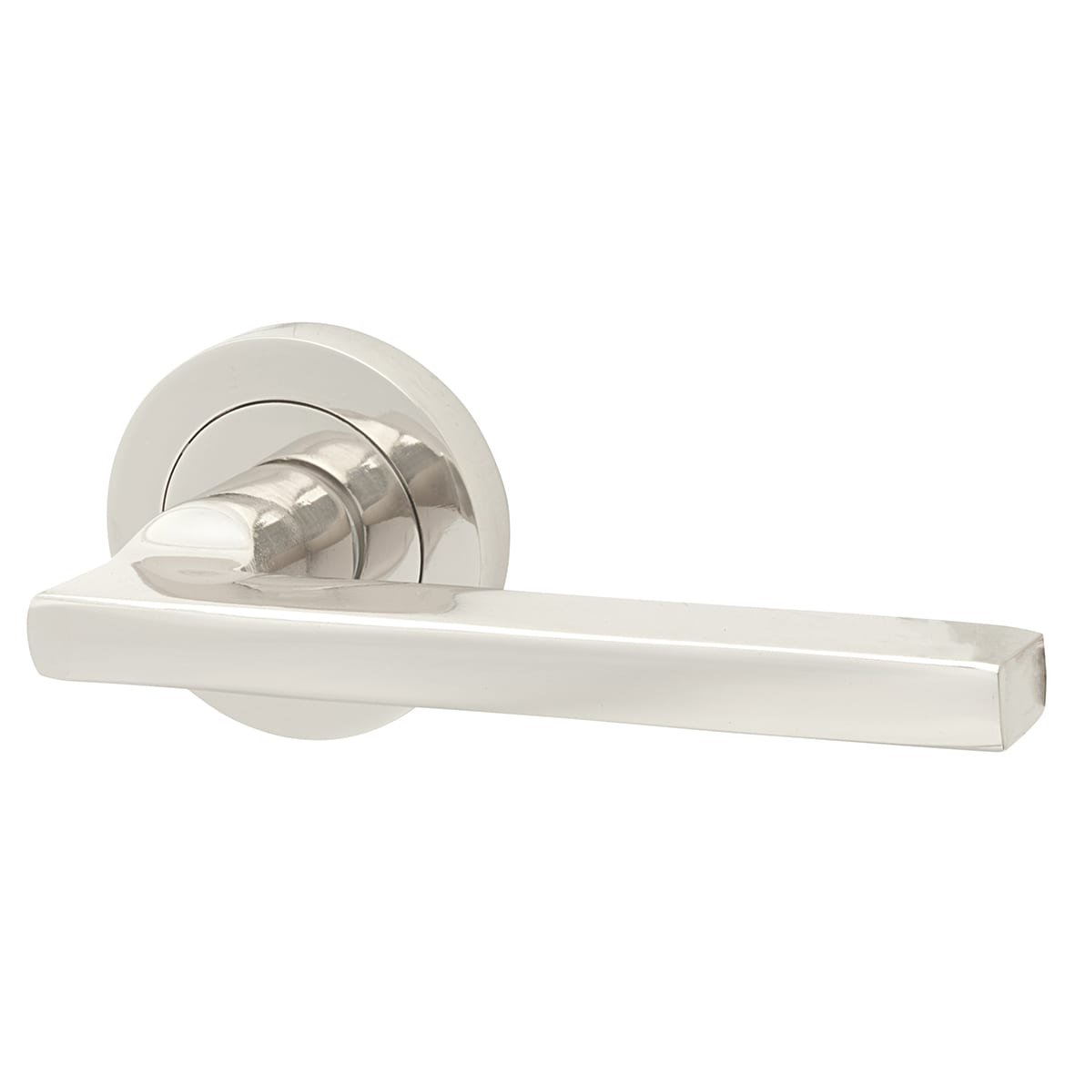 Polished Nickel Door Handles on Round Rose - Lexi Range