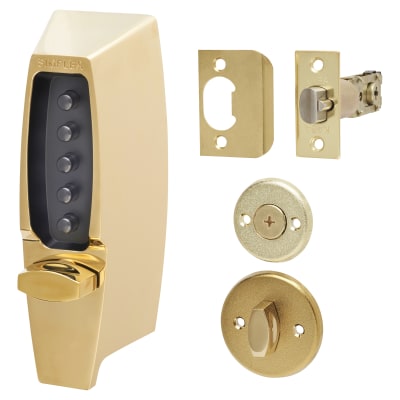 Unican 7104 Light Duty Push Button Code Lock and Latch - Polished Brass