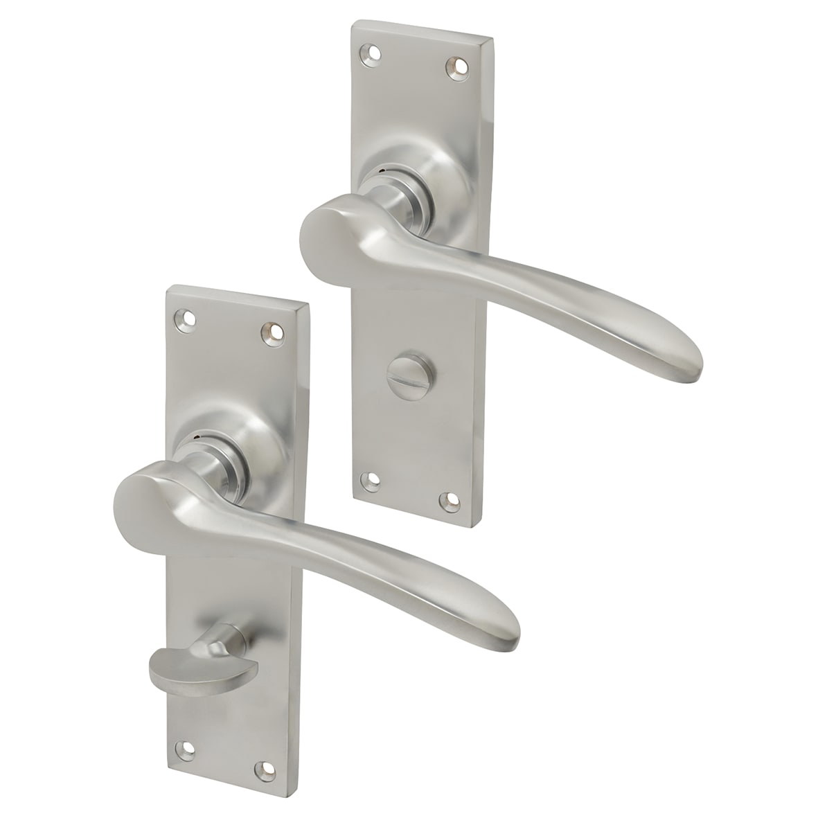 Satin Chrome Bathroom Door Handles - Buckingham Range - 152 x 41mm