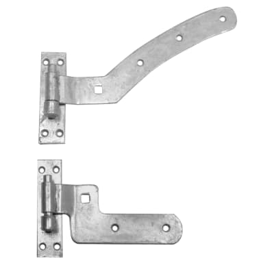 Heavy Duty Curved Rail Hook & Band Gate Hinge Kit - 300 x 40mm - Left Hand - Galv - Pair