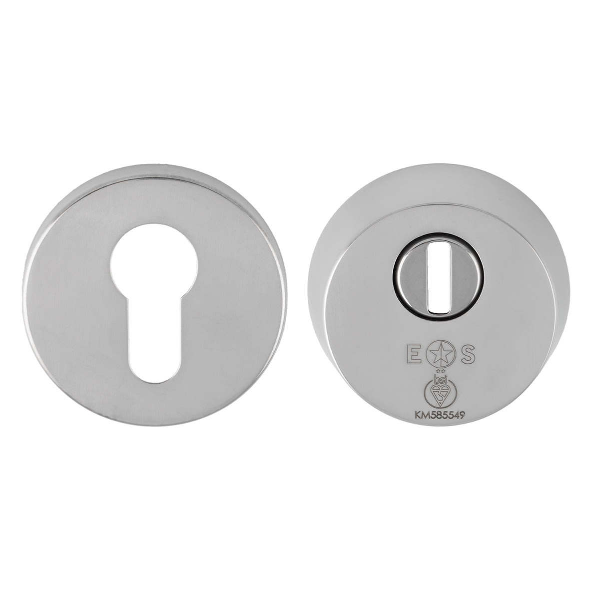 2 Star Security Escutcheon - 54mm Diameter - Euro - Bright Stainless Steel