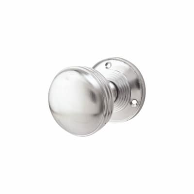 Satin Chrome Ringed Mortice Door Knob - 65mm Rose Diameter