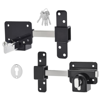 Locking Long Throw Gate Lock - 50mm Gate Thickness - Euro Thumbturn Cylinder - 316 Stainless Steel