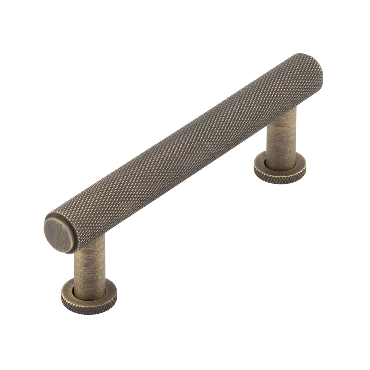 Piccadilly 15mm Knurled T-Bar Cabinet Pull Handle - 96mm c/c - Antique Brass