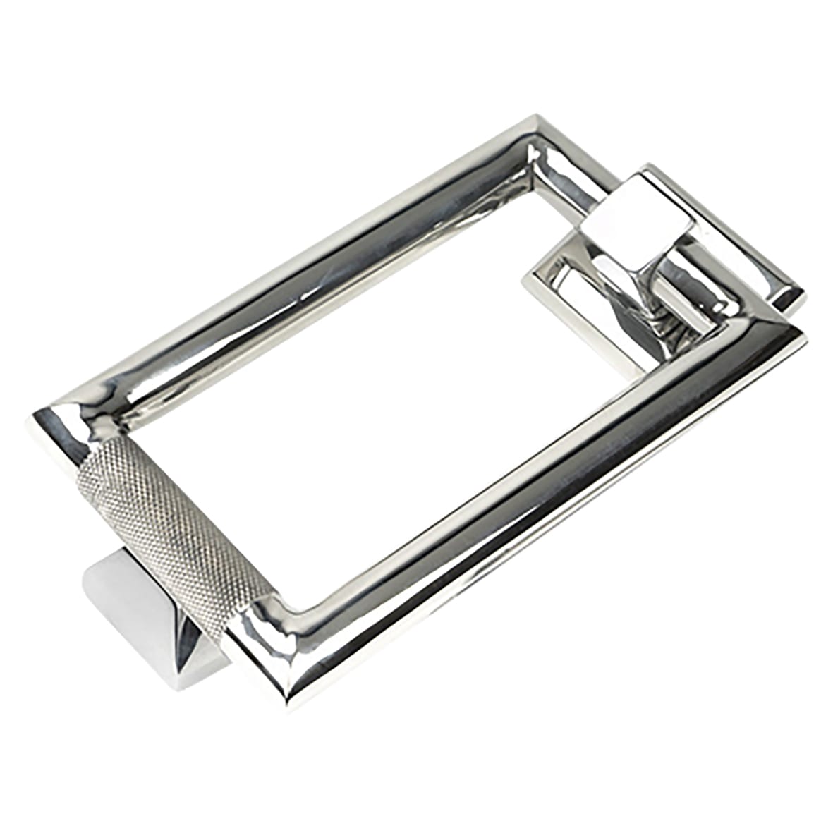 Brompton Rectangular Knurled Door Knocker - Polished Stainless Steel - 145 x 90mm