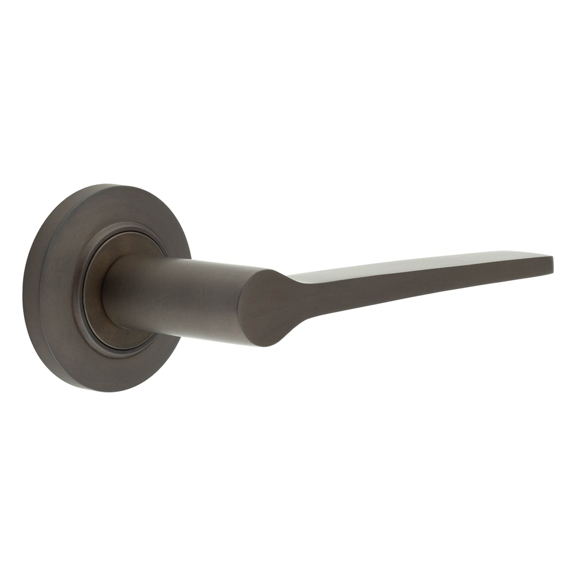 Dark Bronze Fire Rated Door Handles on Round Chamfered Rose - Knightsbridge Range