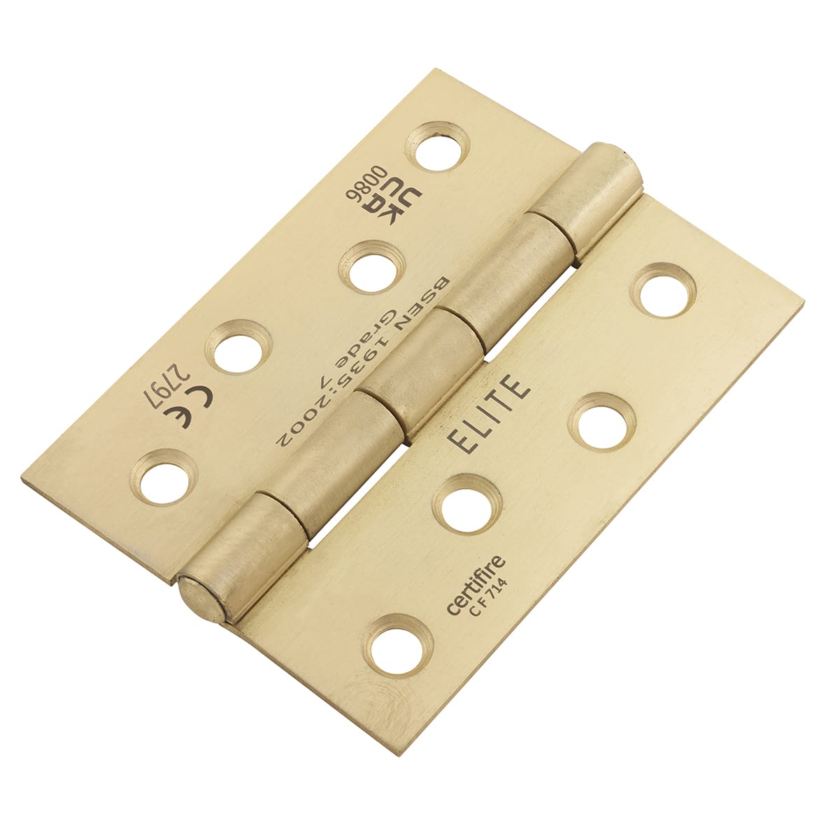 Steel Grade 7 Butt Fire Door Hinge - 100 x 76 x 2mm - Satin Brass - Pair