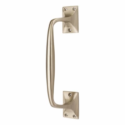 Traditional Satin Nickel Heavy Cast Offset Door Pull Handle - Screw Fix - 250mm Centres