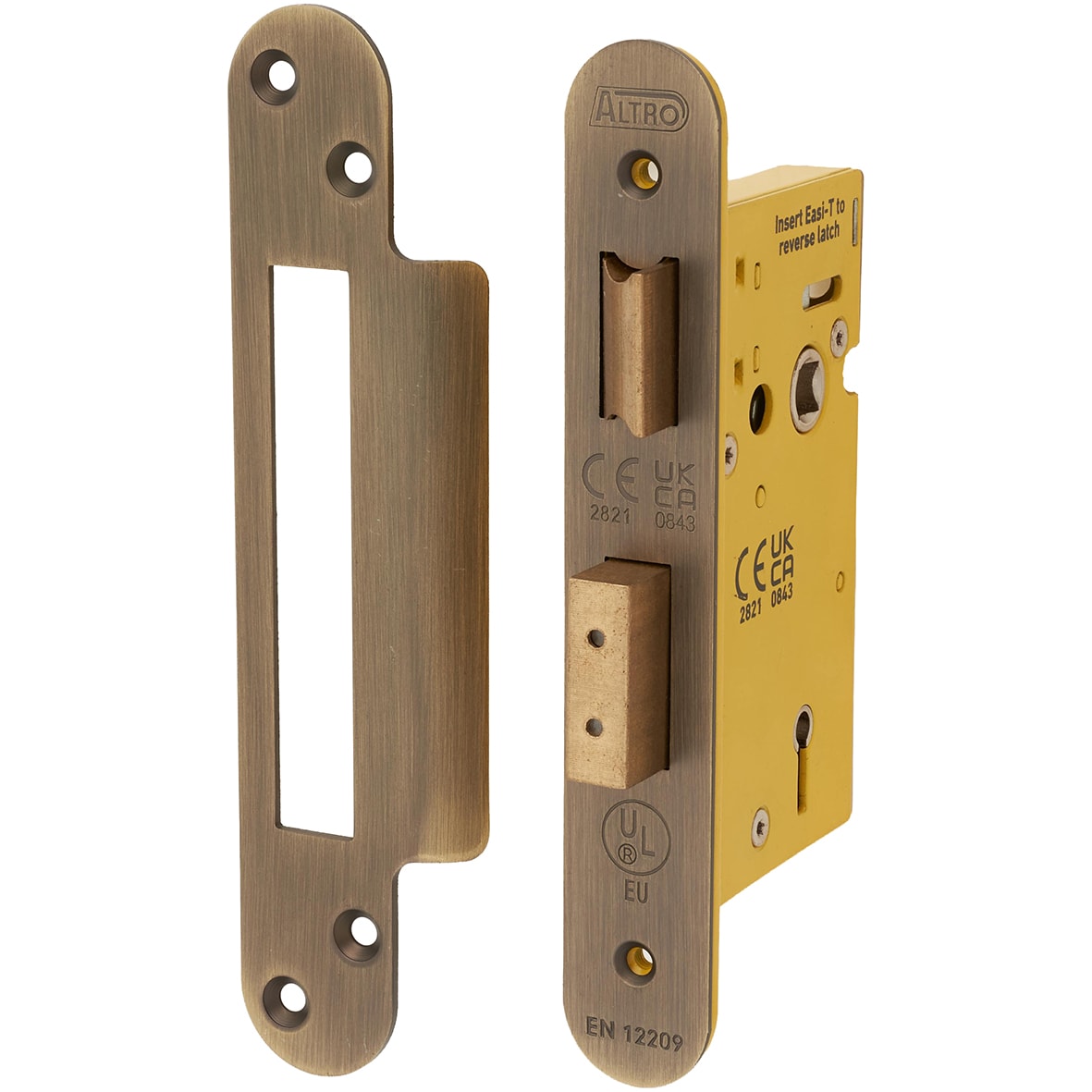 Architectural Bolt Through 3 Lever Sashlock - 65mm Case - 44mm Backset - Radius - Antique Brass