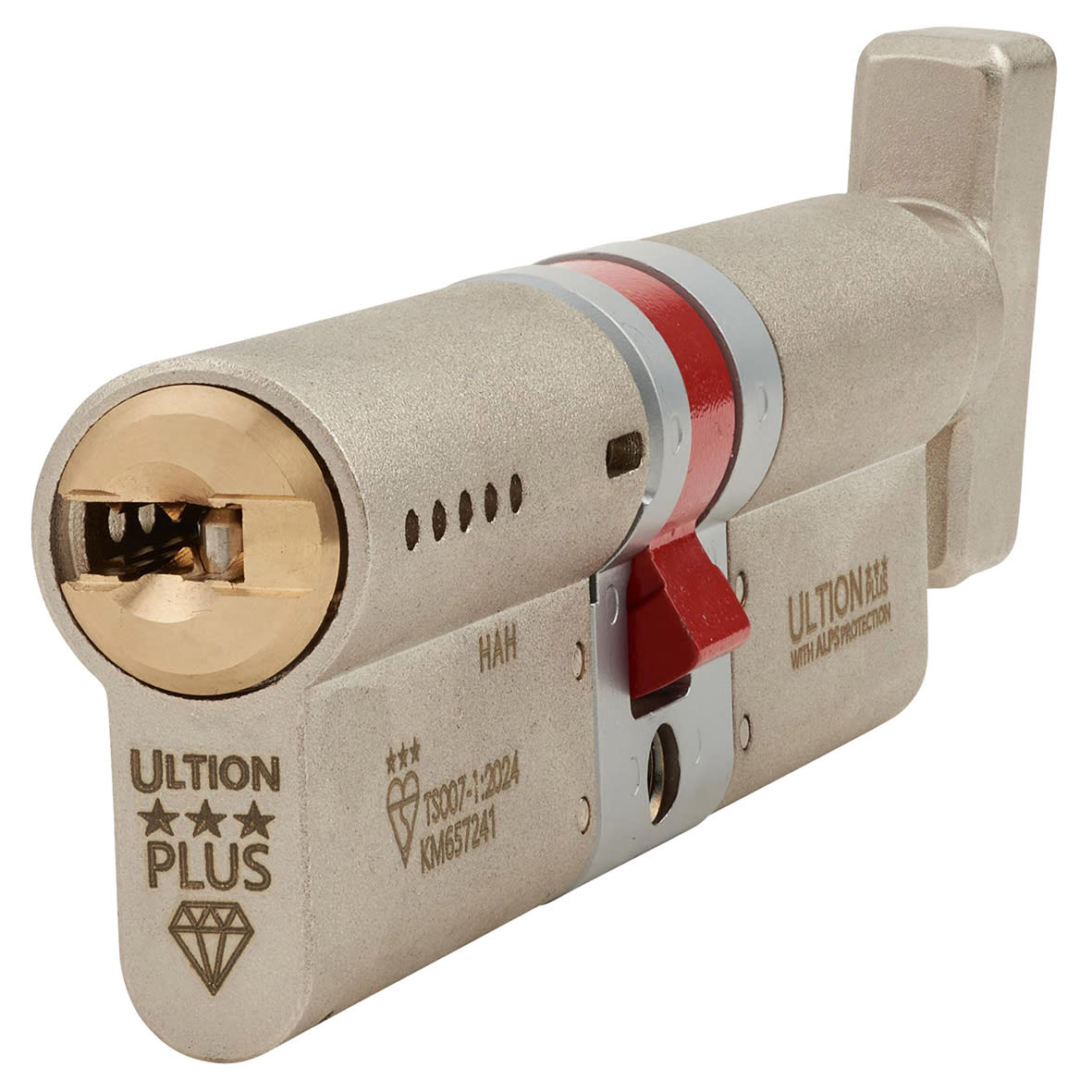 ALPS 3 Star PLUS Euro Thumbturn Cylinder - 50mm Turn + 50mm - Satin Nickel/Brass - Keyed to Differ