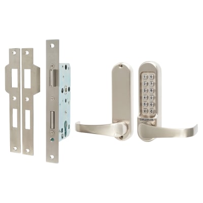 Push Button Code Lock and Euro Lock with Key Override - Stainless Steel