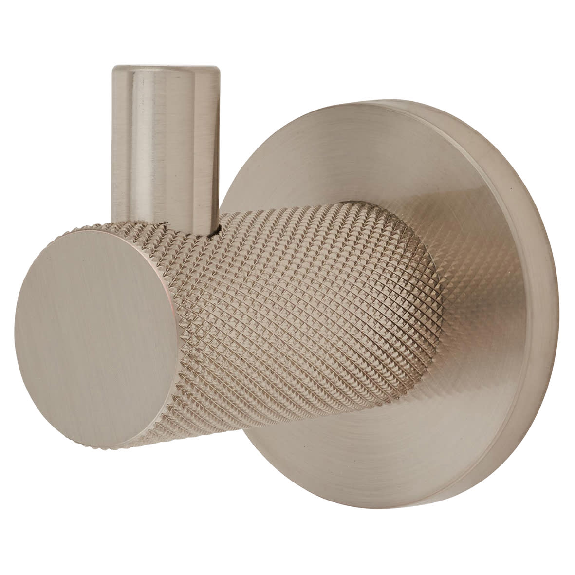 Knurled Single Coat Hook - 50 x 25mm - Satin Nickel