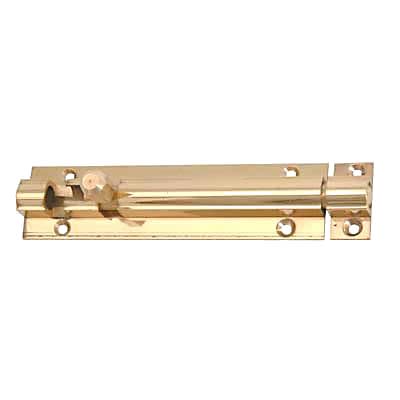 Polished Brass Straight Barrel Bolt - 100 x 25mm