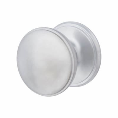 Satin Chrome Round Centre Door Knob - 80mm Rose Diameter