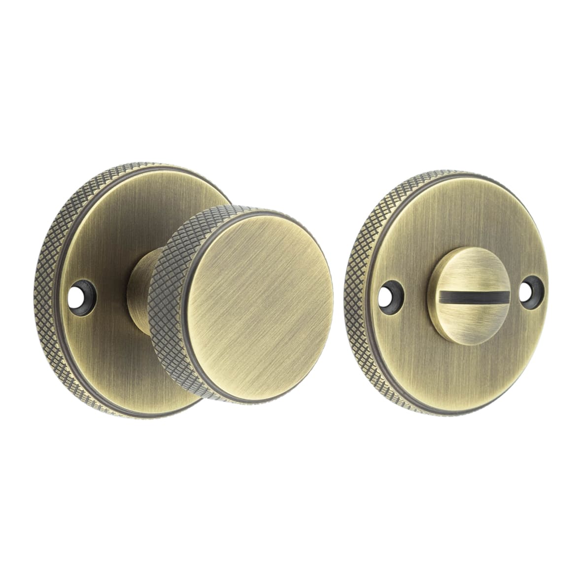 Westbourne Knurled Bathroom Turn & Release - 40mm Diameter - Antique Brass
