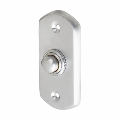 Satin Chrome Rectangular Shaped Edge Period Bell Push - 76 x 38mm