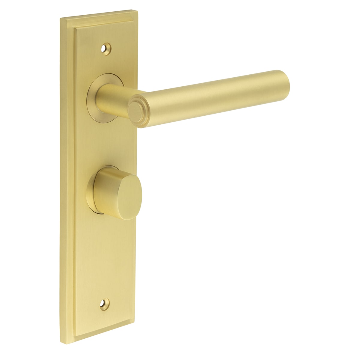 Satin Brass Fire Rated Bathroom Door Handles - Richmond - Inner 2 - 200 x 55mm