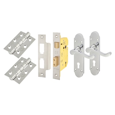 Polished Chrome Victorian Summer Scroll 3 Lever Sashlock Door Handles Pack