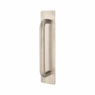 Satin Stainless Steel 22mm D-Bar Door Pull Handle on Plate - Screw Fix - 350 x 75 x 1.5mm