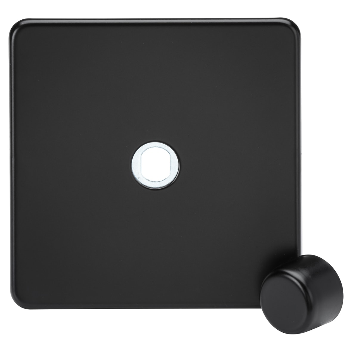 1 Gang Screwless Flat Dimmer Plate with Metal Dimmer Cap - Matt Black