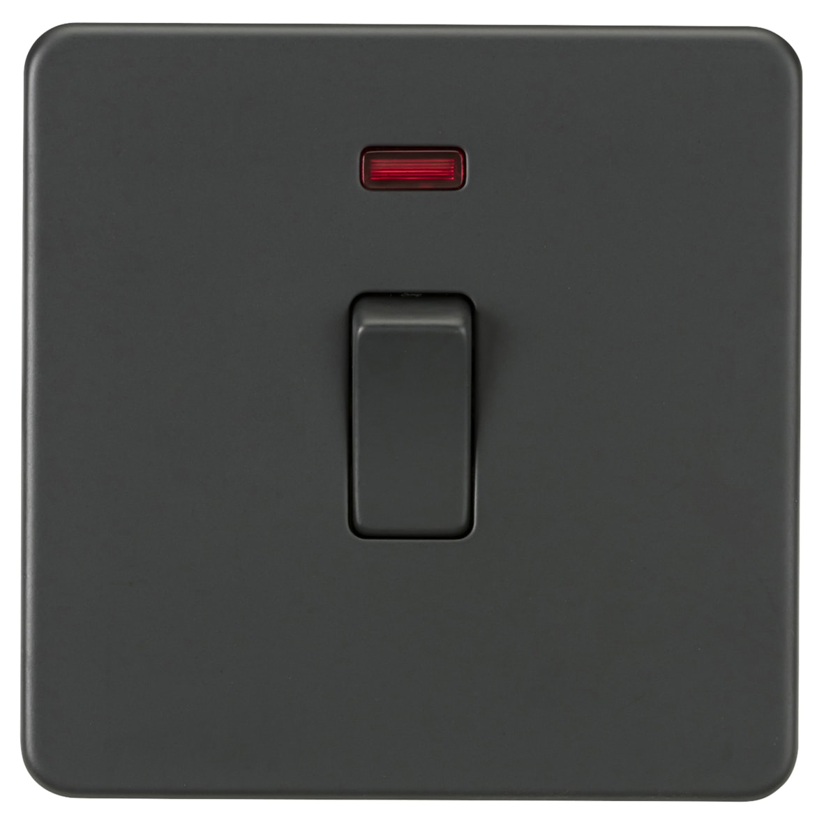 20A 1 Gang Double Pole Screwless Flat Plate Appliance Switch with Neon - Anthracite