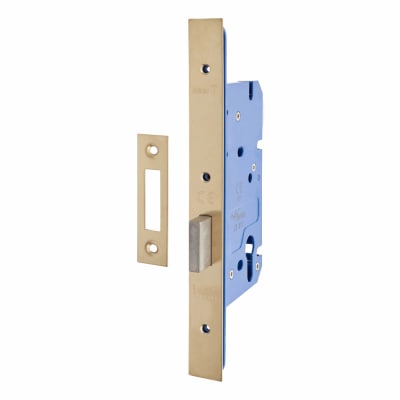 Architectural DIN Euro Deadlock - 85mm Case - 60mm Backset - PVD Brass