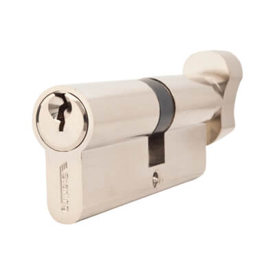 5 Pin 75mm Euro Thumbturn Cylinder - 35mm Turn + 40mm - Pol Nickel - Keyed to Differ