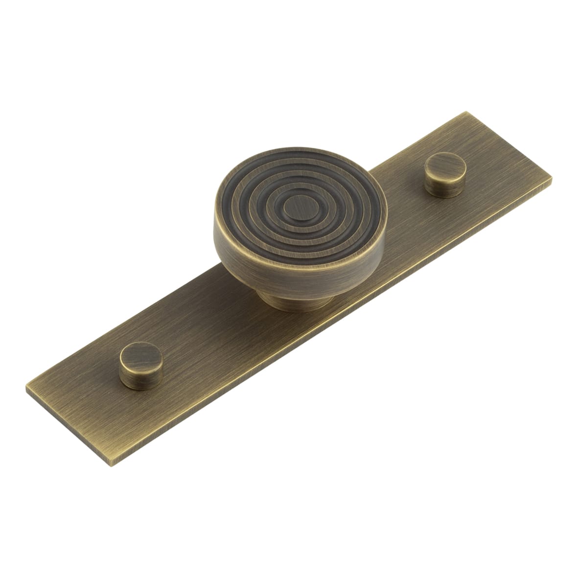 Murray Round Cabinet Knob on Plain Backplate - 40mm Diameter - Antique Brass