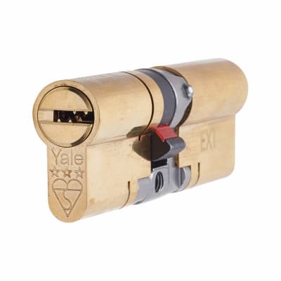3 Star Anti-Snap Platinum 90mm Euro Double Cylinder - 35 + 55mm - Pol Brass - Keyed to Differ