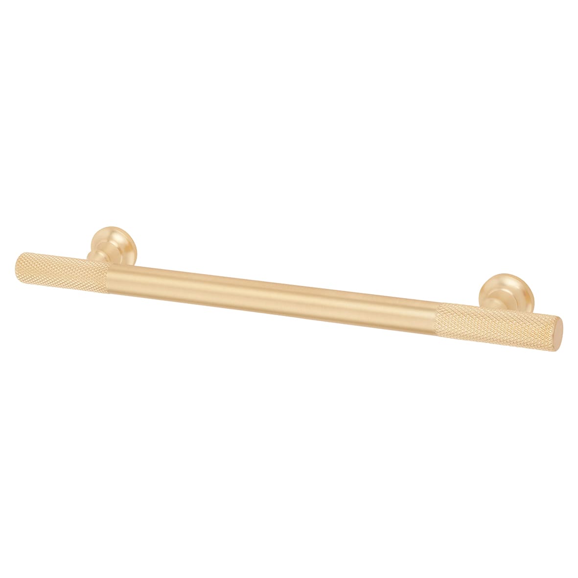 York 12mm Partially Knurled T-Bar Cabinet Pull Handle - 160mm Centres - Satin Brass