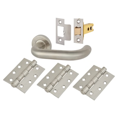 Satin Stainless Steel 22mm Return to Door Latch Door Handles on Rose Pack