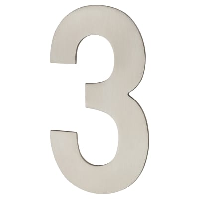 100mm Concealed Screw Fix Door Numeral - 3 - Satin Stainless Steel